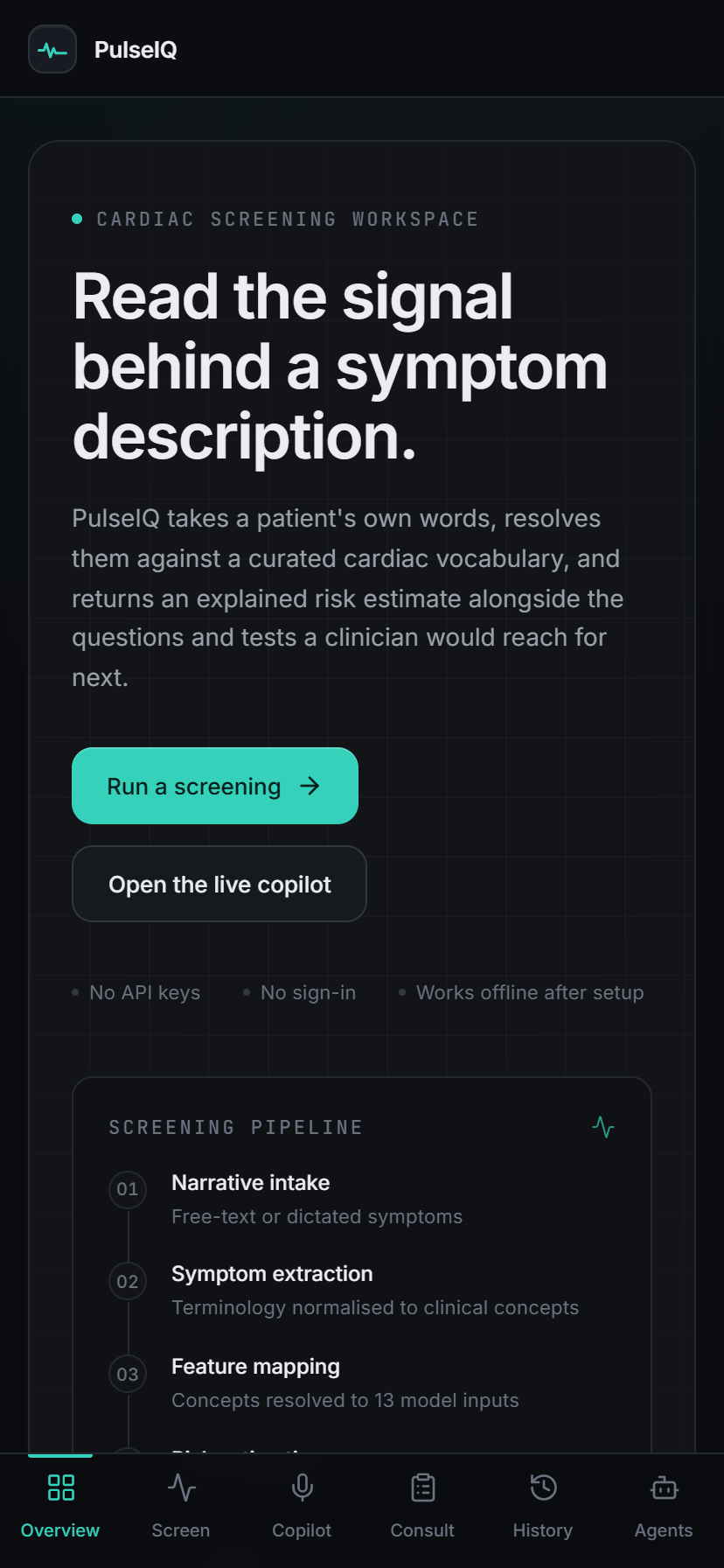 Overview on a narrow viewport with the mobile tab bar